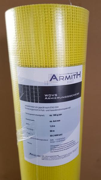 Armith WDVS-Gewebe gelb 165g/m² 100cm x 50m=50m² Armierungsgewebe 4x4mm ETAG 004